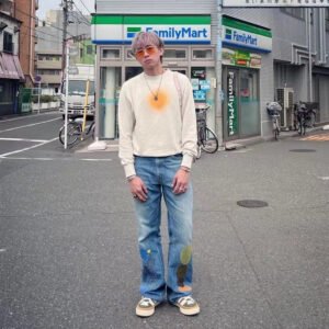 KAPITAL VINTAGE Hirata and macro ins wind cactus embroidery hand patch loose large size jeans