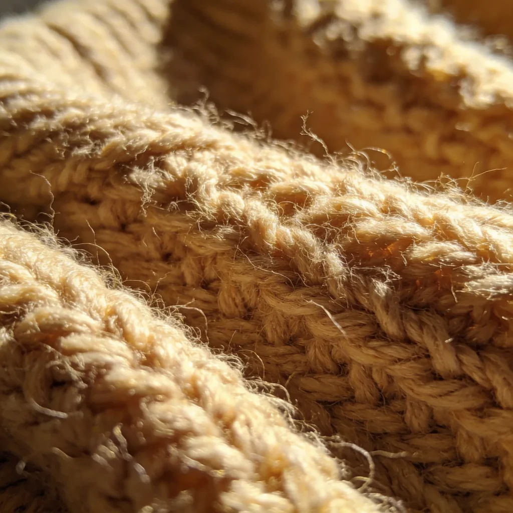 close up of wool knitwear texture showing natural fiber