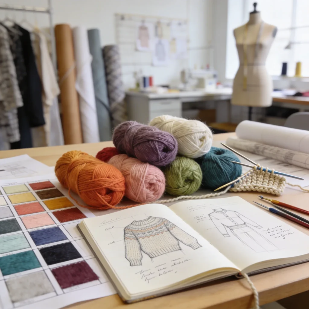 knitwear designer creating custom sweater designs