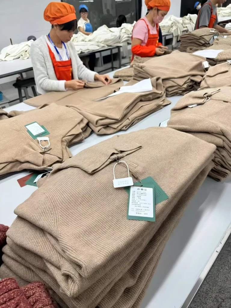 Detailed knitwear texture and high-quality yarn used in premium sweater manufacturing