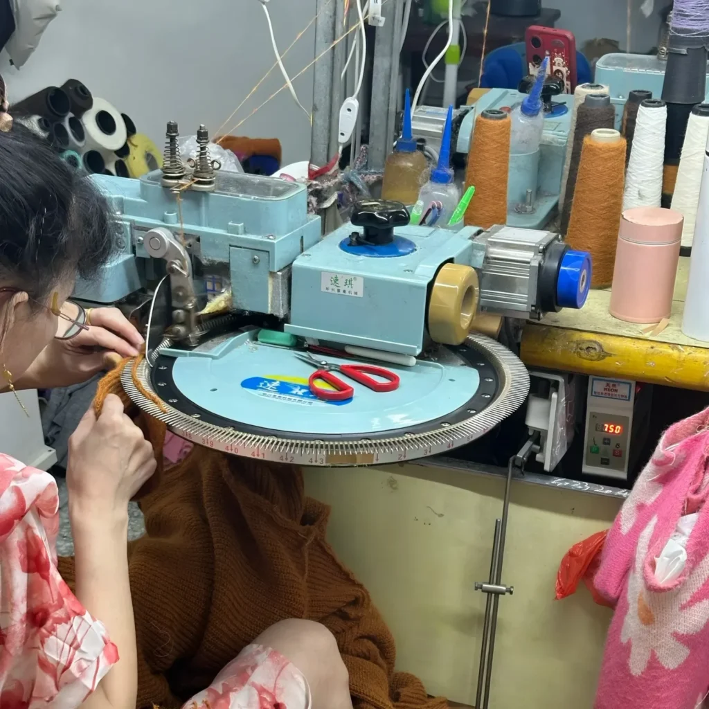 Detailed knitwear texture and high-quality yarn used in premium sweater manufacturing