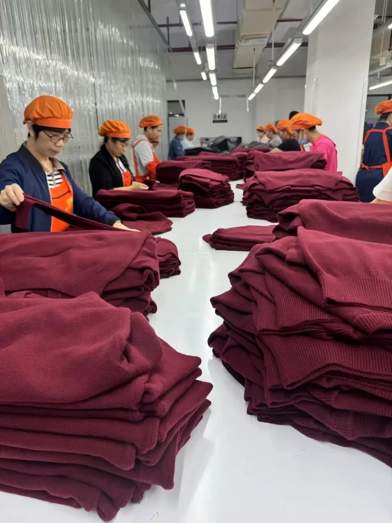 Detailed knitwear texture and high-quality yarn used in premium sweater manufacturing