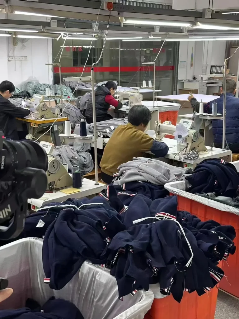 Detailed knitwear texture and high-quality yarn used in premium sweater manufacturing