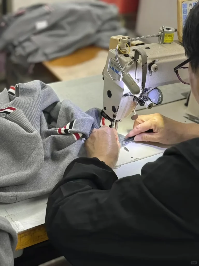 Detailed knitwear texture and high-quality yarn used in premium sweater manufacturing