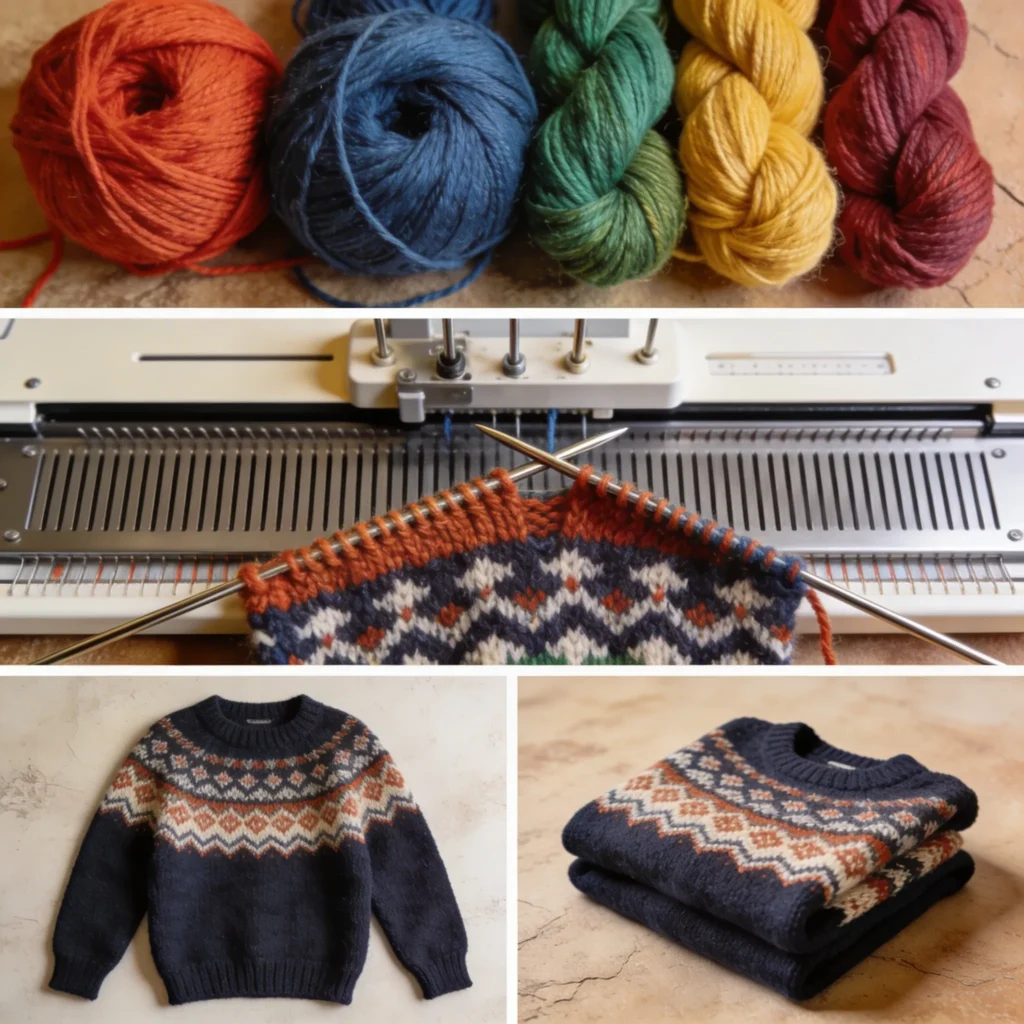 knitwear manufacturing process from yarn to finished sweater